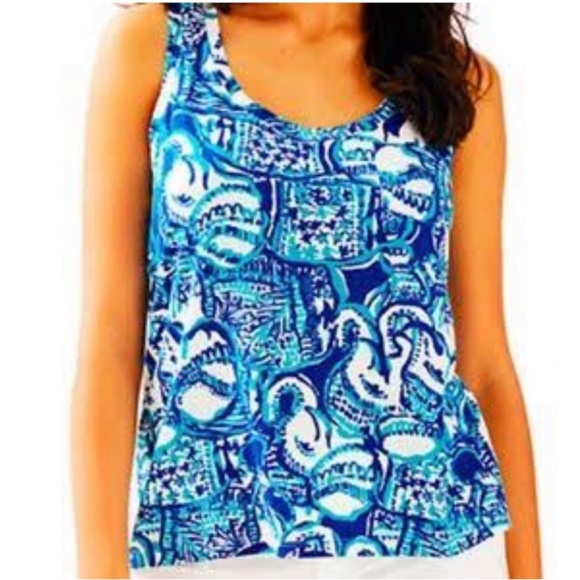 Lilly Pulitzer Crayton Racer Back Tank Blue Size Medium - Picture 1 of 6